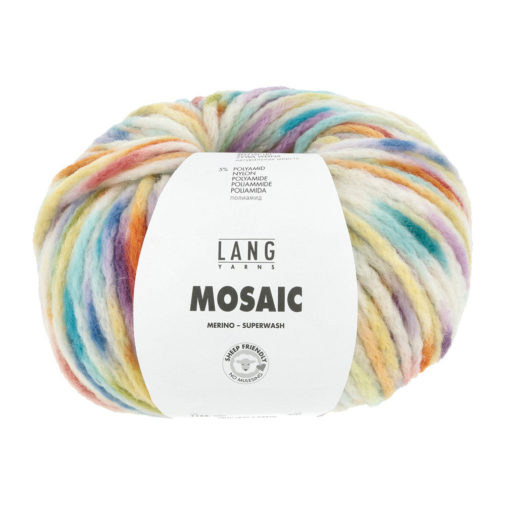 Lang Yarns Mosaic 0001 Turkoois/Bes/Oranje/Groen