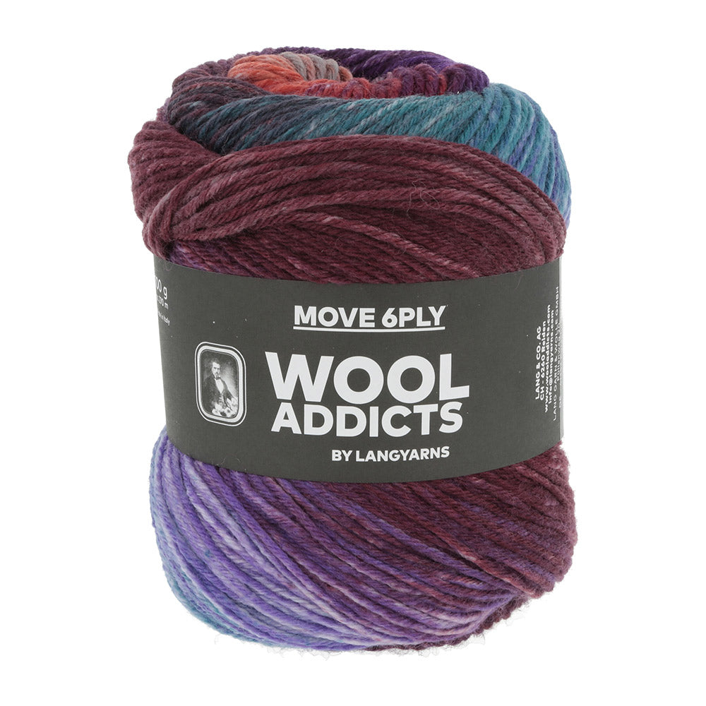 Lang Yarns Move 6-Fach 0007 Bordeaux/Petrol/Violet
