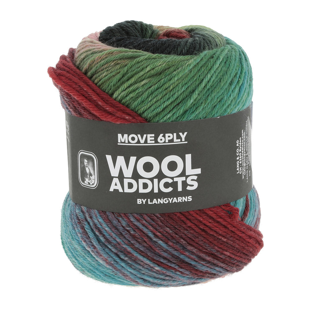 Lang Yarns Move 6-Fach 0010 Donkergroen/Rood/Blauw/Roze