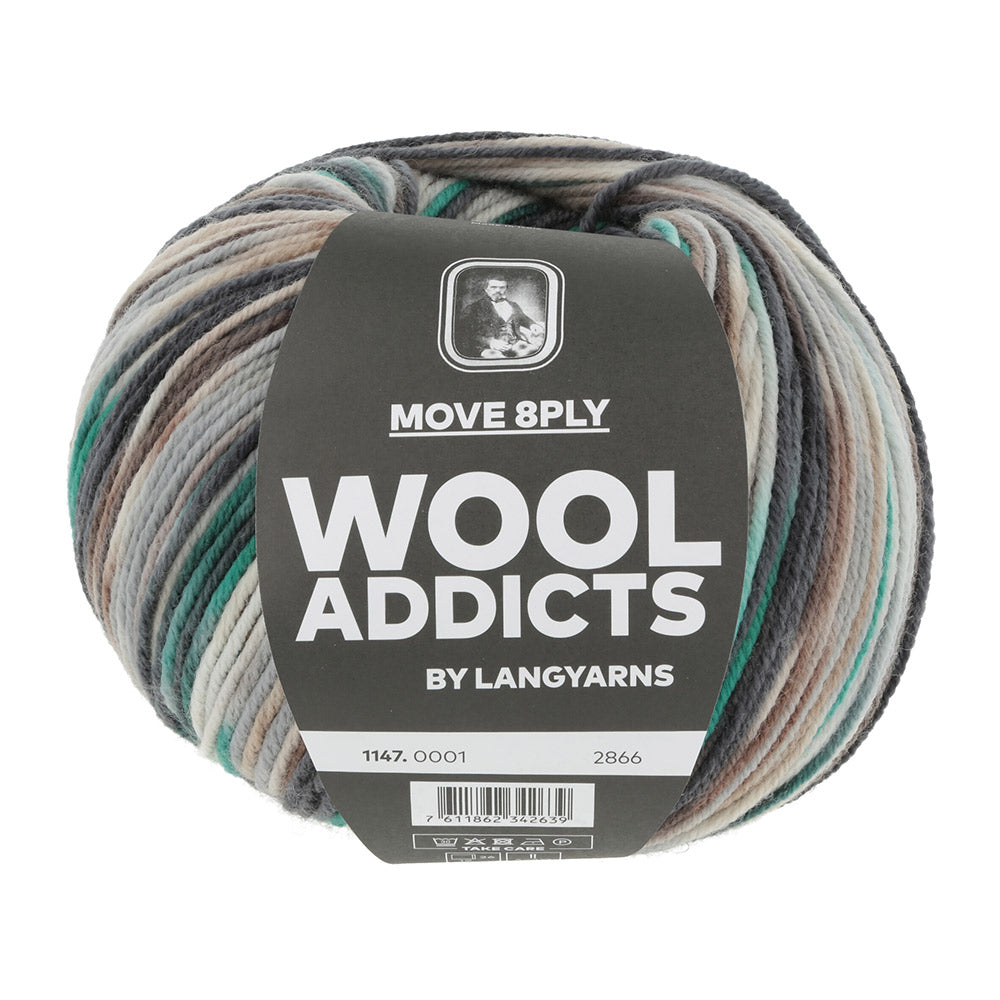 Lang Yarns Move 8-Fach 0001 Zwart/Grijs/Groen
