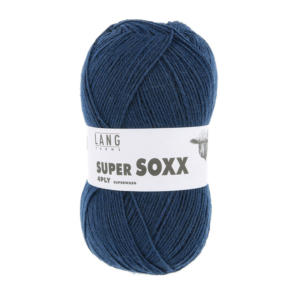 Lang Yarns Super Soxx 4-Fach 0010 Staalblauw (4-draads)