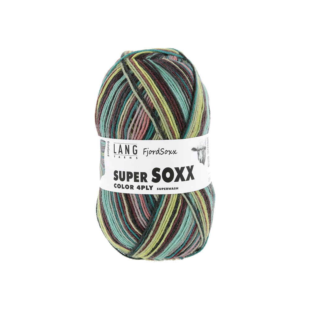 Lang Yarns Super Soxx Color 4-Fach 0536 Pet/Lac/Bor/Green 1148 Oslofjord