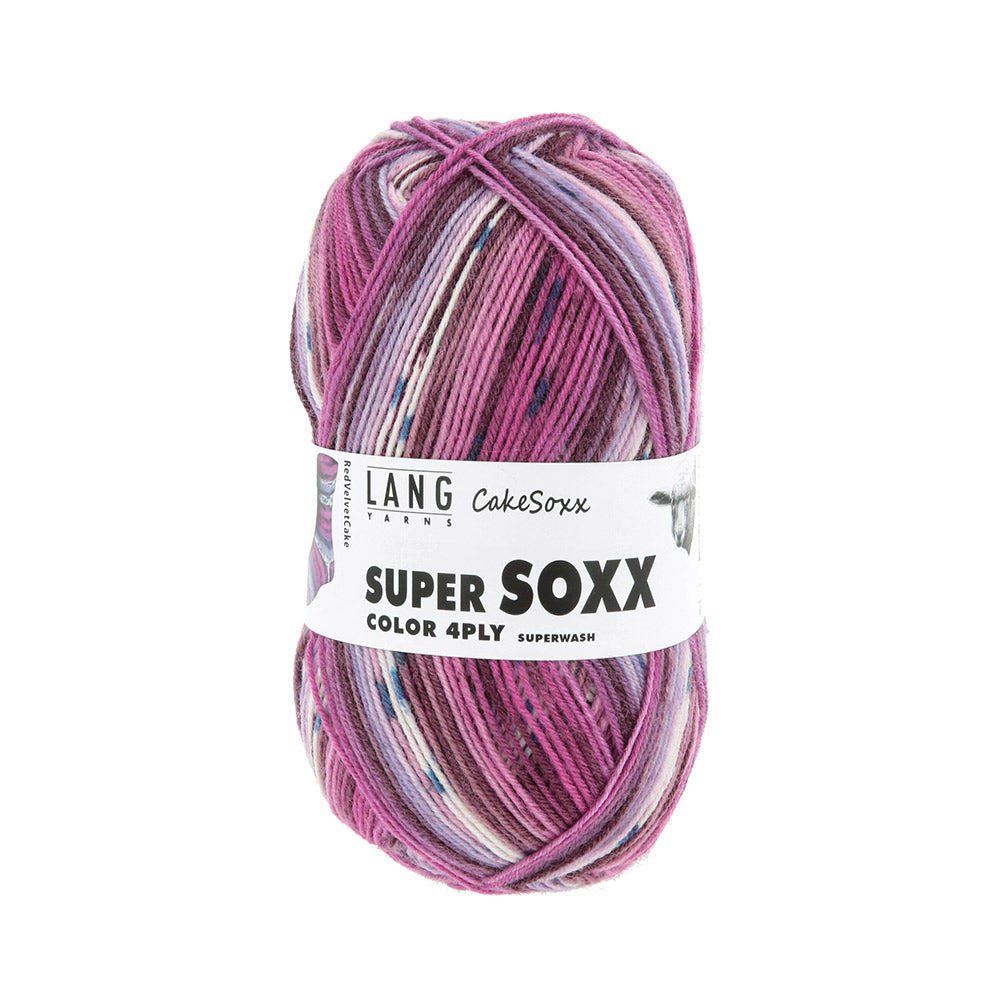 Lang Yarns Super Soxx Color 4-Fach 0546 Fuchsia/Paars 1149 Red Velvet Cake