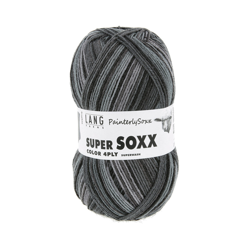Lang Yarns Super Soxx Color 4-Fach 0552 Grijs/Zwart 1150 Graphite