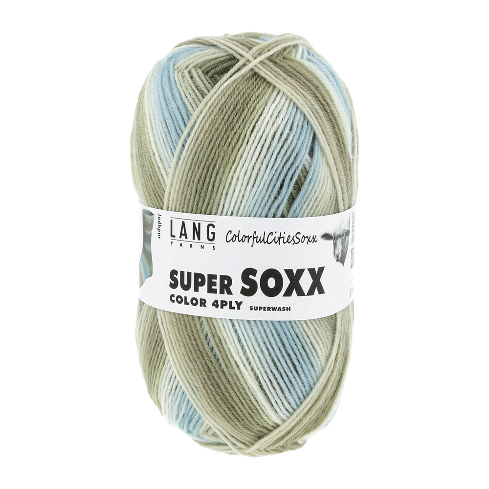Lang Yarns Super Soxx Color 4-PLY 0505 Olijf/Lichtblauw/Grijs 1143 Jodhpur