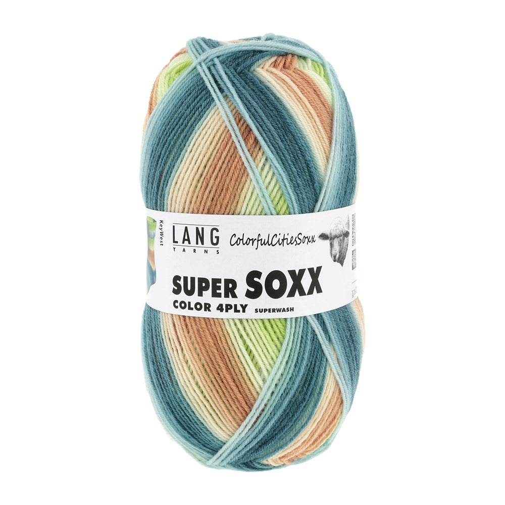 Lang Yarns Super Soxx Color 4-PLY 0508 Limoen/Petrol/Beige 1143 Key West