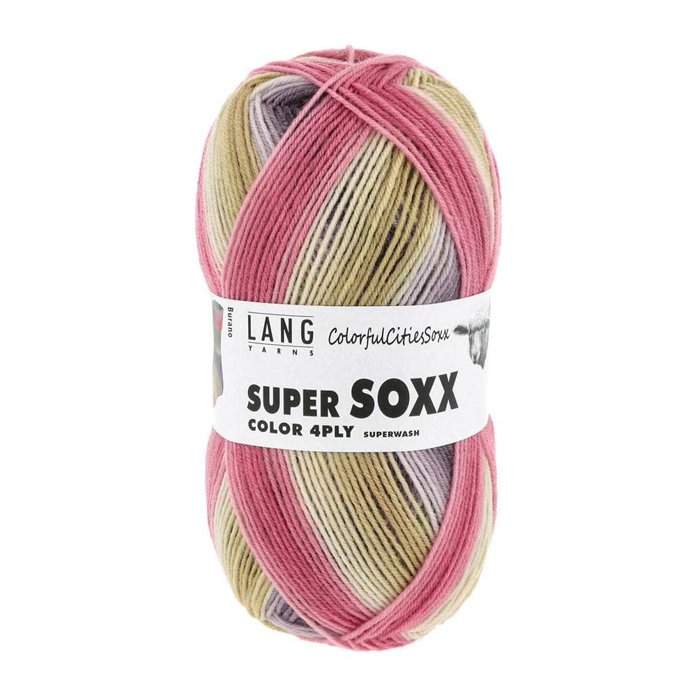 Lang Yarns Super Soxx Color 4-PLY 0509 Olijf/Paars/Roze 1143 Burano