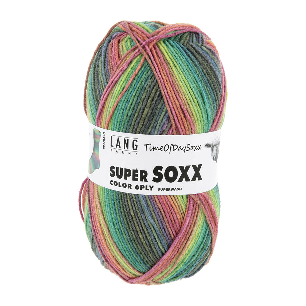 Lang Yarns Super Soxx Color 6-Fach 0529 Groen/Roze/Paars 1147 Dageraad