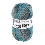 Lang Yarns Super Soxx Color 6-Fach 0533 Turkoois/Lila/Bra 1147 Eerste Licht
