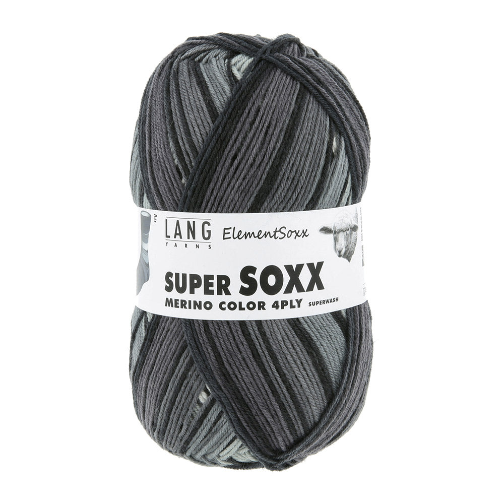 Lang Yarns Super Soxx Merino Color 4-Draads 0523 Grijs/Offwhite 1146 Lucht