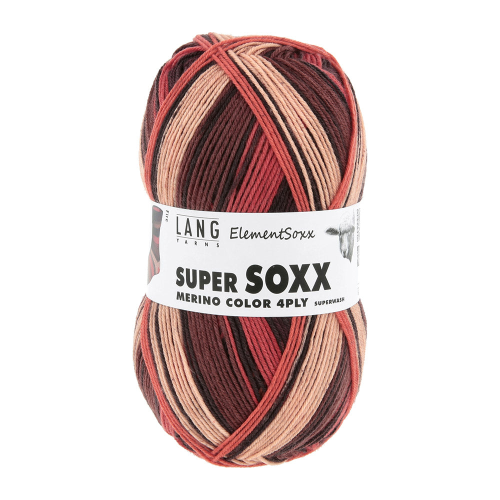 Lang Yarns Super Soxx Merino Color 4-Draads 0526 Oranje/Bruin 1146 Vuur