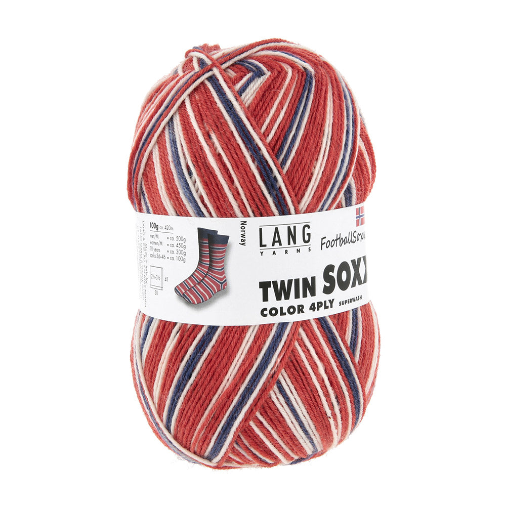 Langyarnstwinsoxx ply print — gemaakt met Lang Yarns Twin Soxx 4-draads FootballSoxx