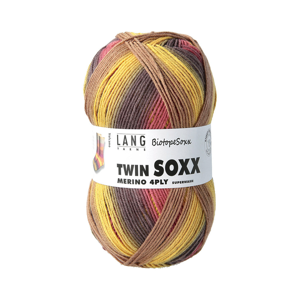 Lang Yarns Twin Soxx Merino 4-Fach 0556 Oranje/Roze/Geel 1151 Volcano
