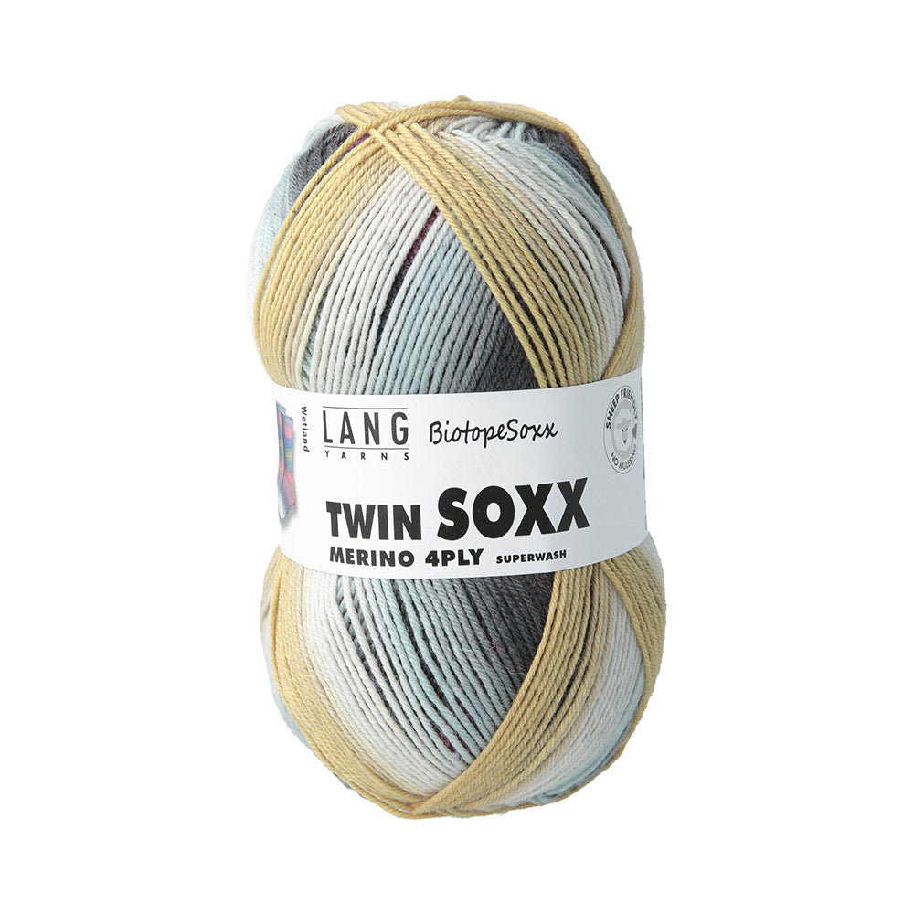 Lang Yarns Twin Soxx Merino 4-Fach 0557 Blauw/Zalm/Bruin 1151 Wetland