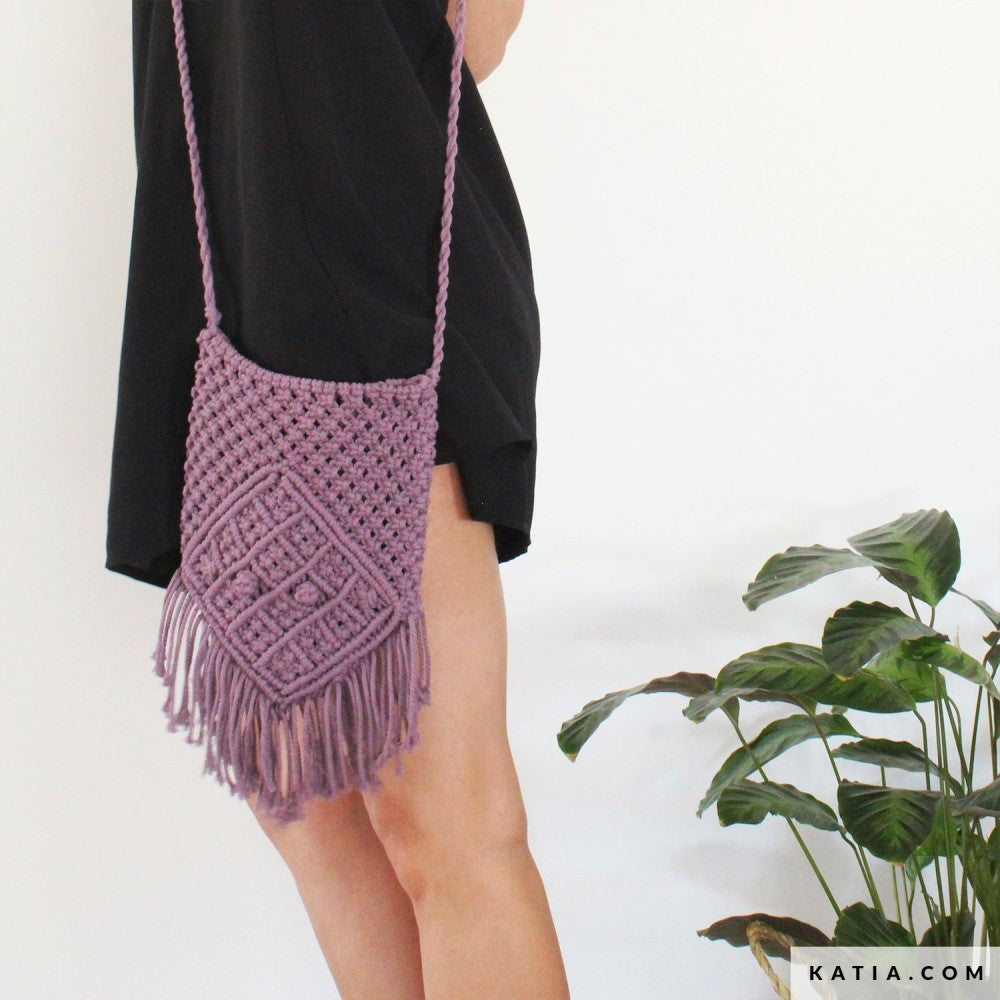 Patroon breien haken dames tas lente zomer katia — gemaakt met Macramépatroon Macramé Cord Fine Tas (2)