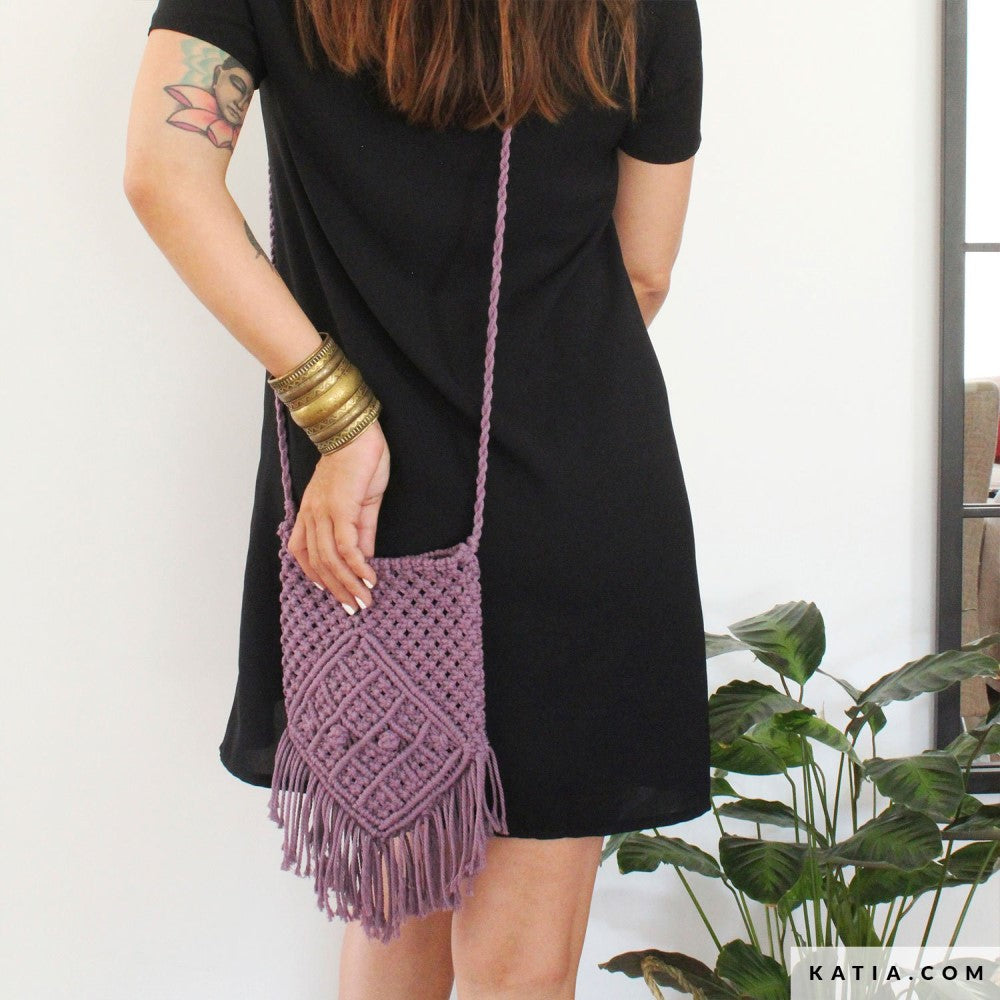 Patroon breien haken dames tas lente zomer katia — gemaakt met Macramépatroon Macramé Cord Fine Tas