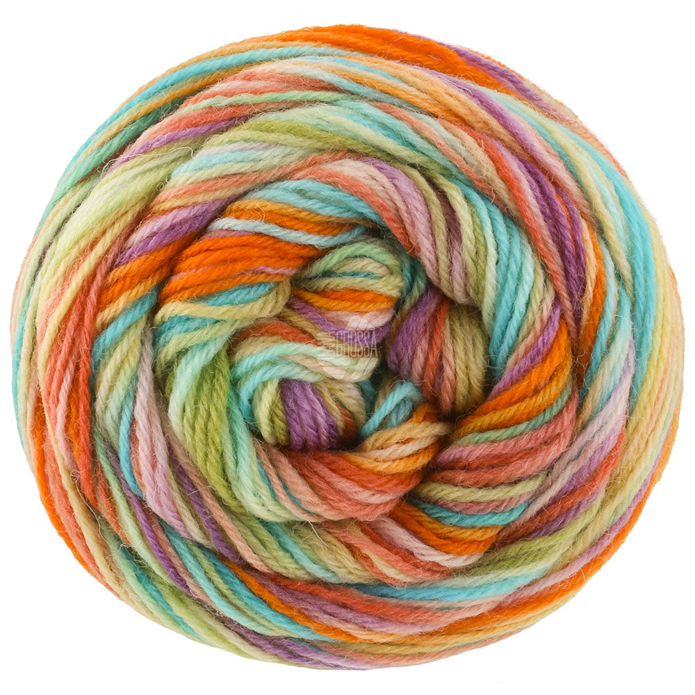 Bol Lana Grossa Meilenweit 100 Cascata 5203 sokkengaren in de kleuren Pruim / Linde- / Zachtgroen / Roest / Olijf / Turquoise / Mint / Violet / Blauw - Lana Grossa Meilenweit 100 Cascata 5203 Pruim/Linde-/Zachtgroen/Roest/Olijf/Turquoise/Mint/Violet/Blauw