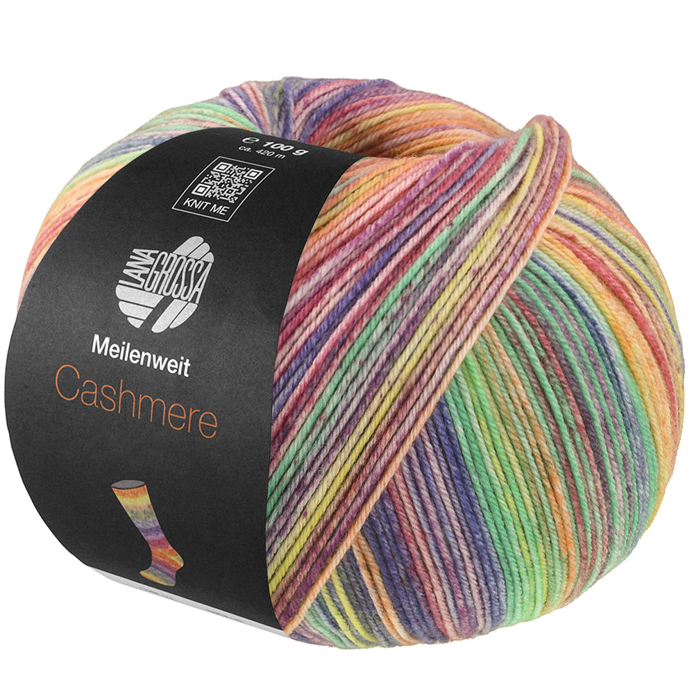 Lana Grossa Meilenweit 100 Cashmere Inverno 125 bol sokkengaren in geel, mintturquoise, jade, marine, lentegroen, blauw, braam, limoen, terracotta en lila - Lana Grossa Meilenweit 100 Cashmere Inverno 125 Geel/Mintturquoise/Jade/Marine/Lentegroen/Blauw/Braam/Limoen/Terracotta/Lila