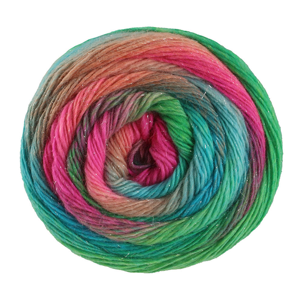 Bol Lana Grossa Meilenweit 100 Color Mix Sparks 7618 in de kleuren Framboos/Roest/Grijsgroen/Turquoise/Jade/Fuchsia - Lana Grossa Meilenweit 100 Color Mix Sparks 7618 Framboos/Roest/Grijsgroen/Turquoise/Jade/Fuchsia
