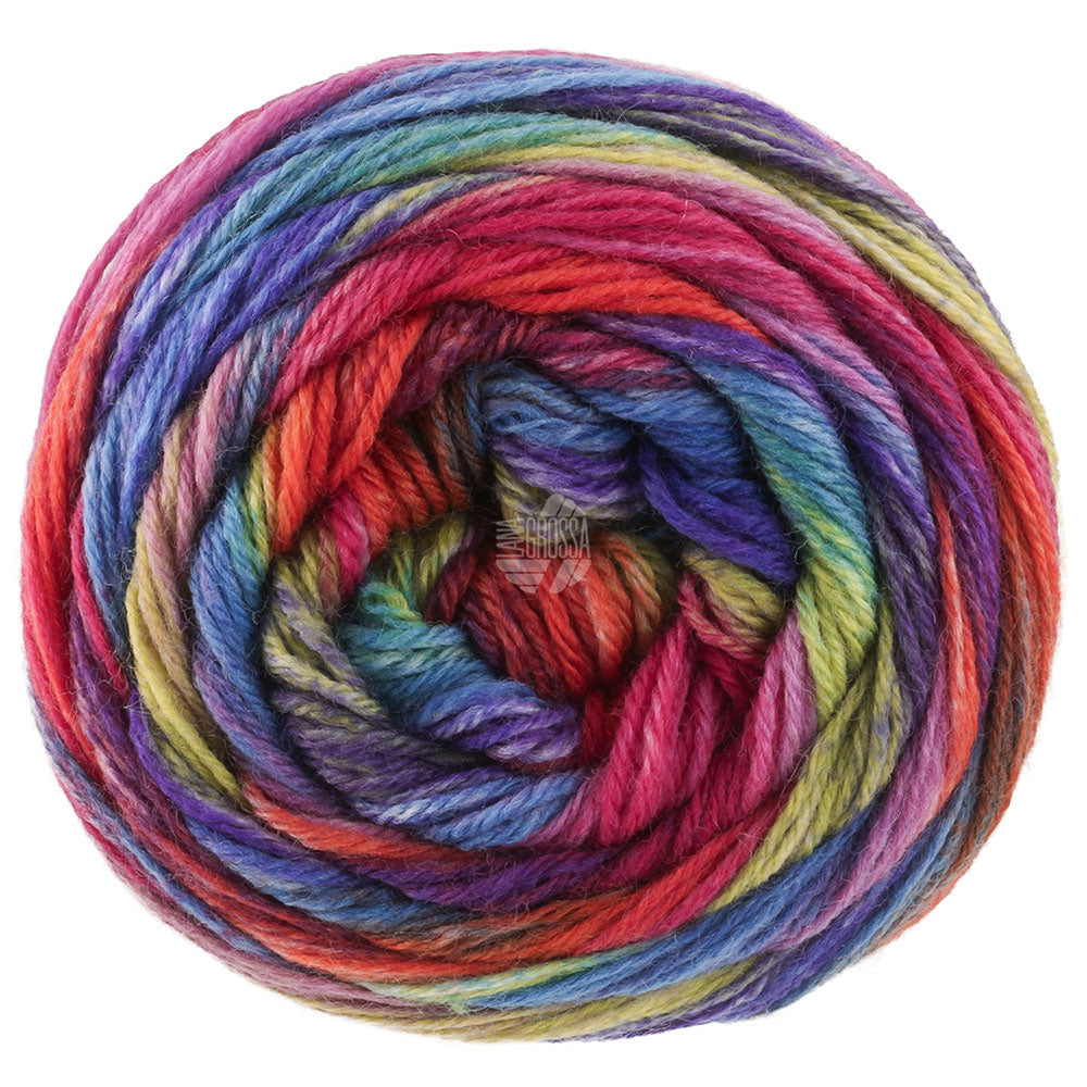 Lana Grossa Meilenweit 100 Fontana 5453 sokkengaren in lentegroen, roestrood, blauwviolet en meer - Lana Grossa Meilenweit 100 Fontana 5453 Lentegroen/Roestrood/Blauwviolet/Cyclaam/Blauw/Koningsblauw/Fuchsia