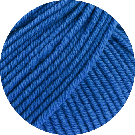 Lana Grossa Merino Piú 008 Blauw - kleurdetail van bol garen