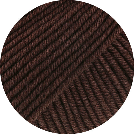 Lana Grossa Merino Piú 018 Donkerbruin - kleurdetail van bol garen