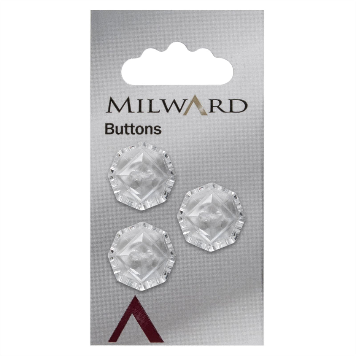 Milward Achthoekige Knoop Transparant 19mm (3 stuks)