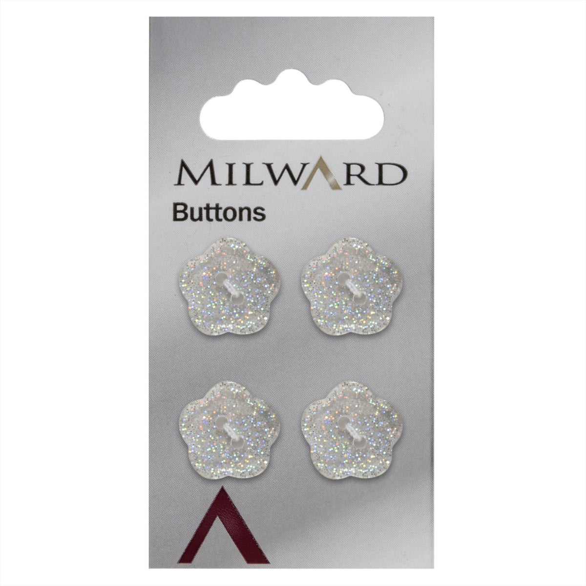 Milward Bloem Knoop Transparant Glitter 17mm (4 stuks)