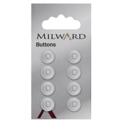 Milward Glans Knoop Wit 11mm (8 stuks)
