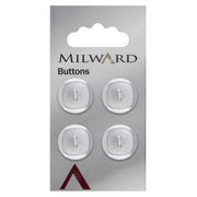 Milward Glans Knoop Wit 17mm (4 stuks)