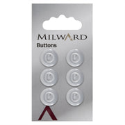 Milward Glans Knoop Wit met Rand 13mm (6 stuks)