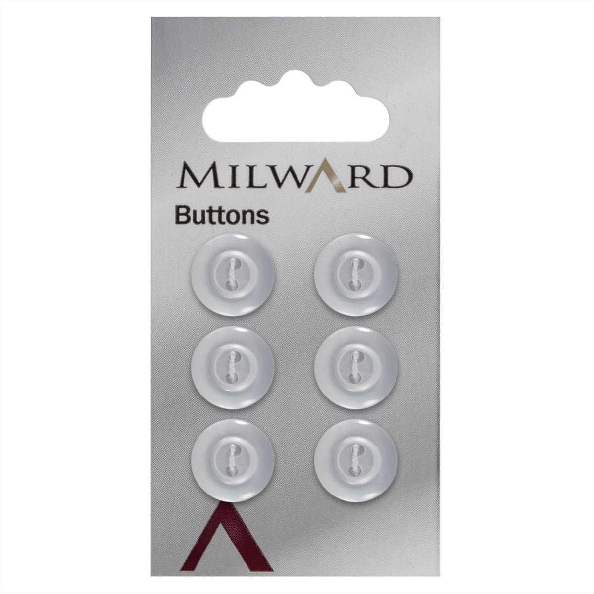 Milward Glans Knoop Wit met Rand 13mm (6 stuks)