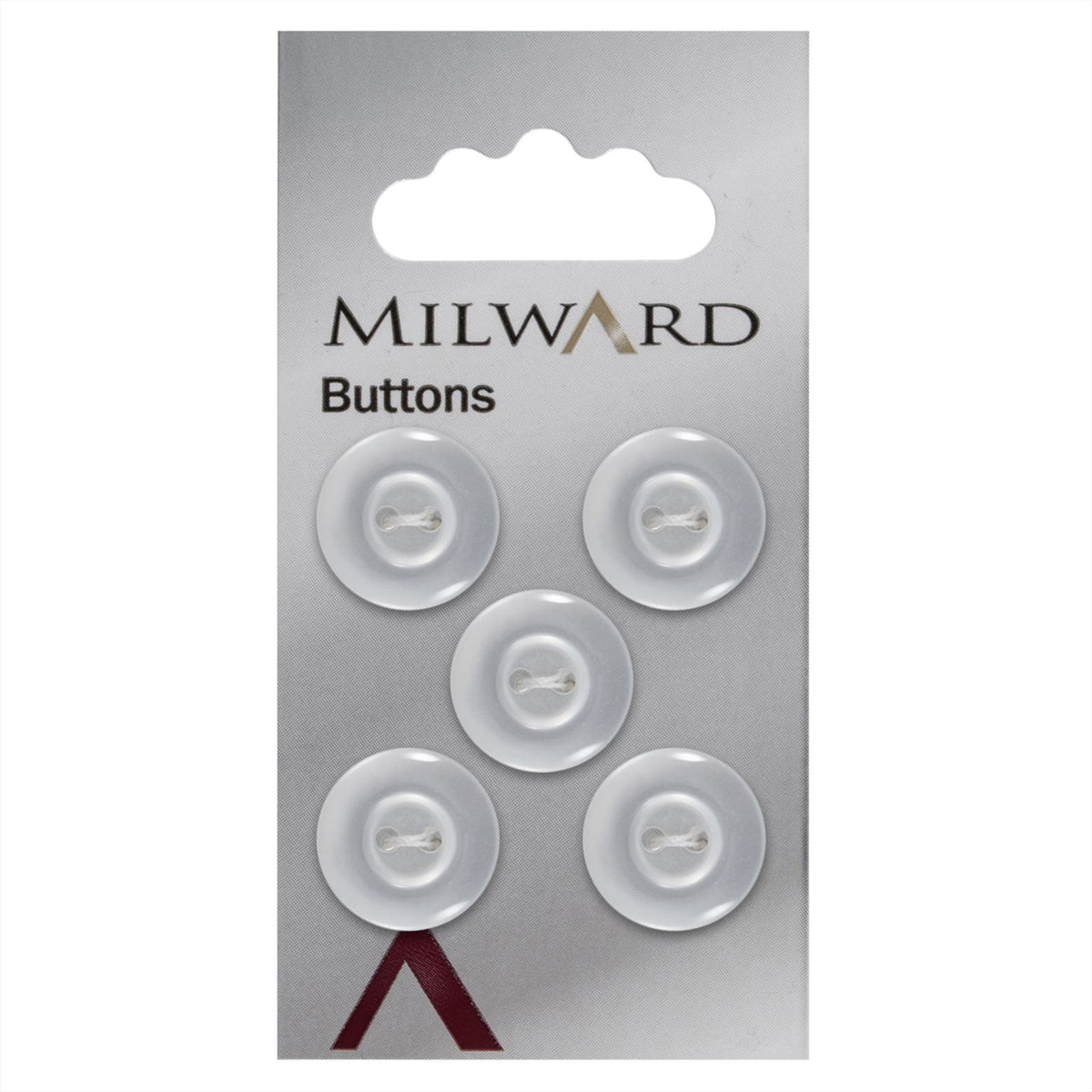 Milward Glans Knoop Wit met Rand 16mm (5 stuks)