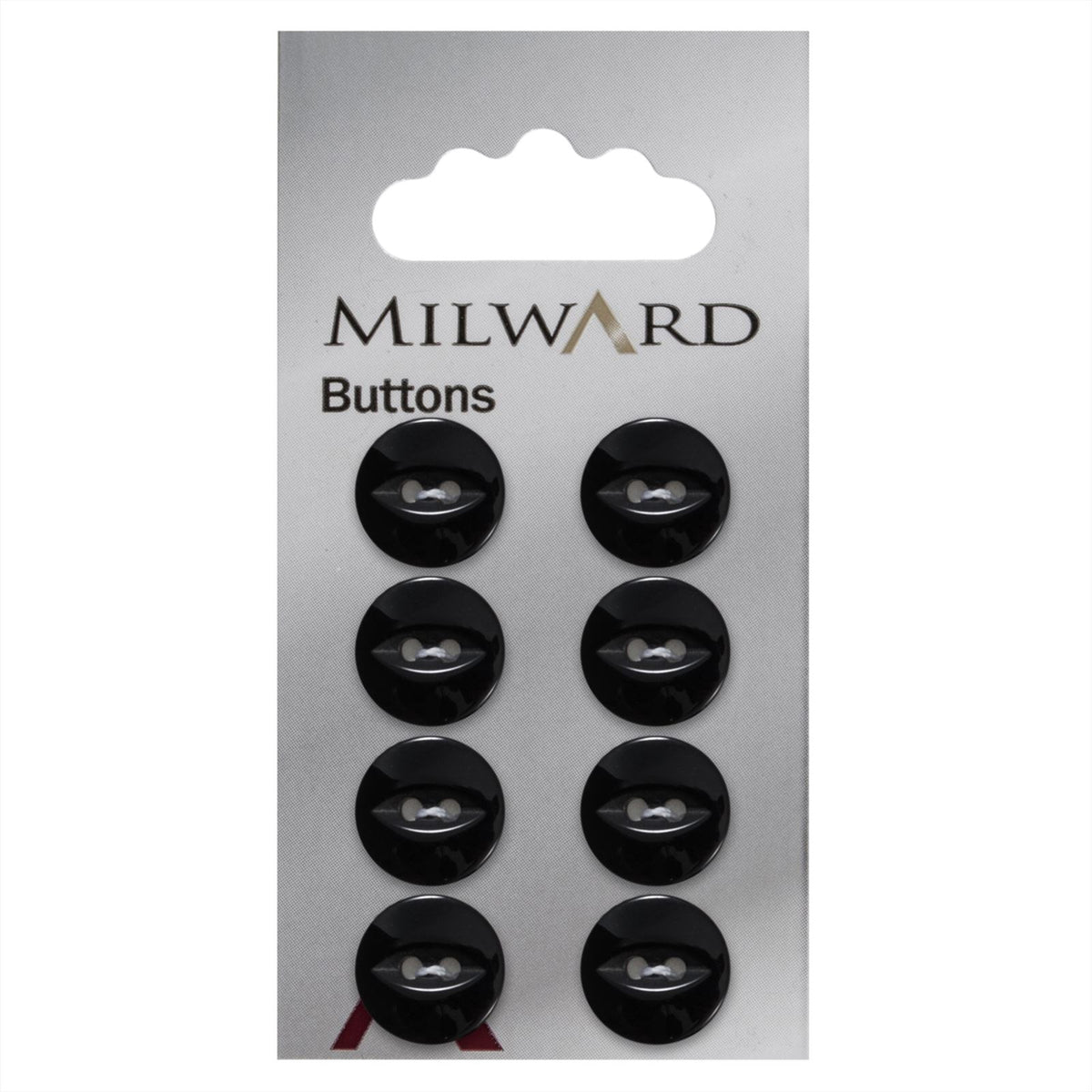 Milward Glans Knoop Zwart 13mm (8 stuks)
