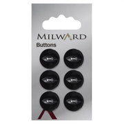 Milward Glans Knoop Zwart 16mm (6 stuks)