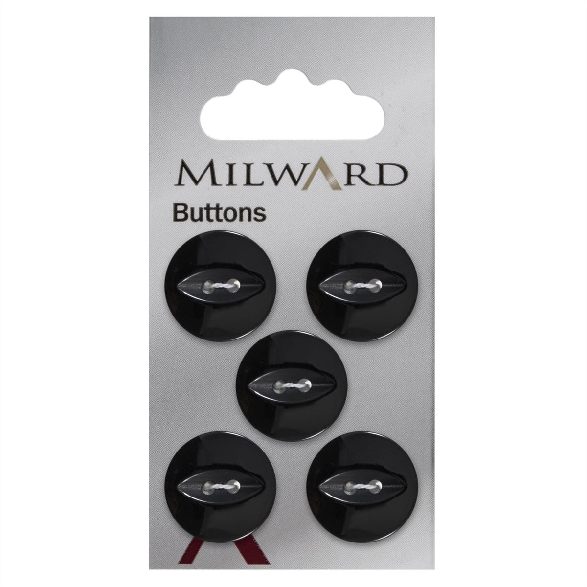 Milward Glans Knoop Zwart 19mm (5 stuks)