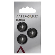 Milward Glans Knoop Zwart/Grijs 19mm (3 stuks)