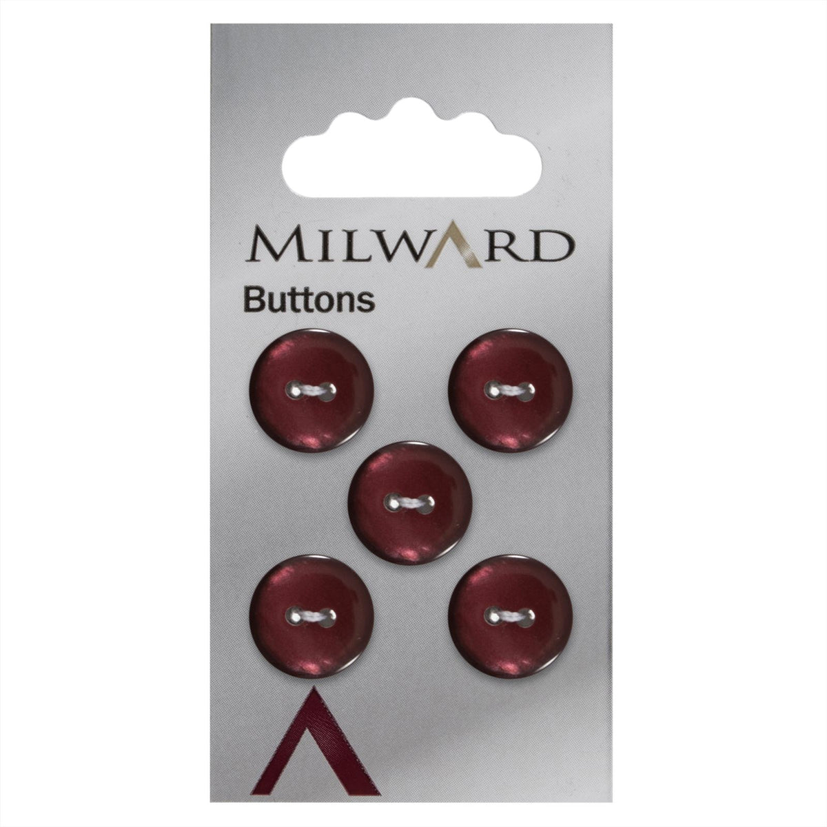 Milward Glanzende Knoop Donkerrood 13mm (5 stuks)