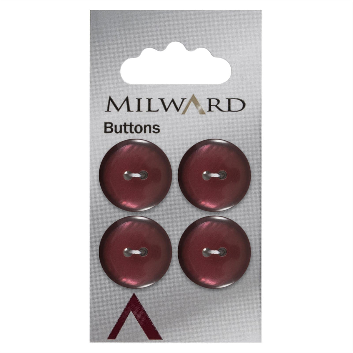 Milward Glanzende Knoop Donkerrood 19mm (4 stuks)