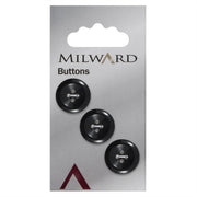 Milward Glanzende Ronde Zwarte Knoop 17mm (3 stuks)