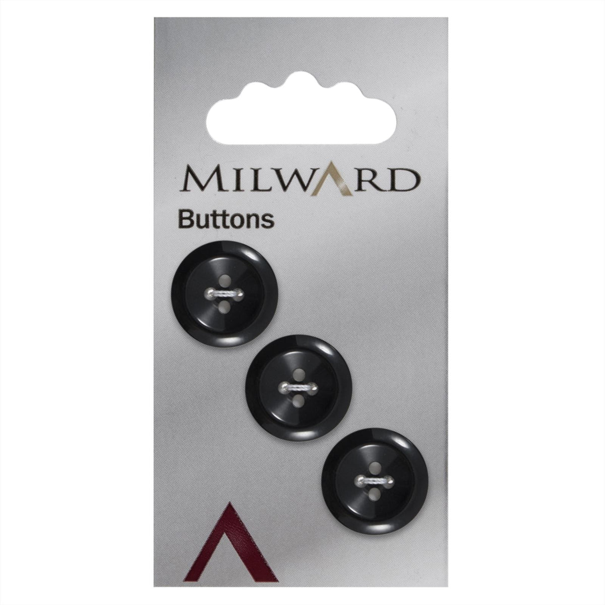 Milward Glanzende Ronde Zwarte Knoop 17mm (3 stuks)