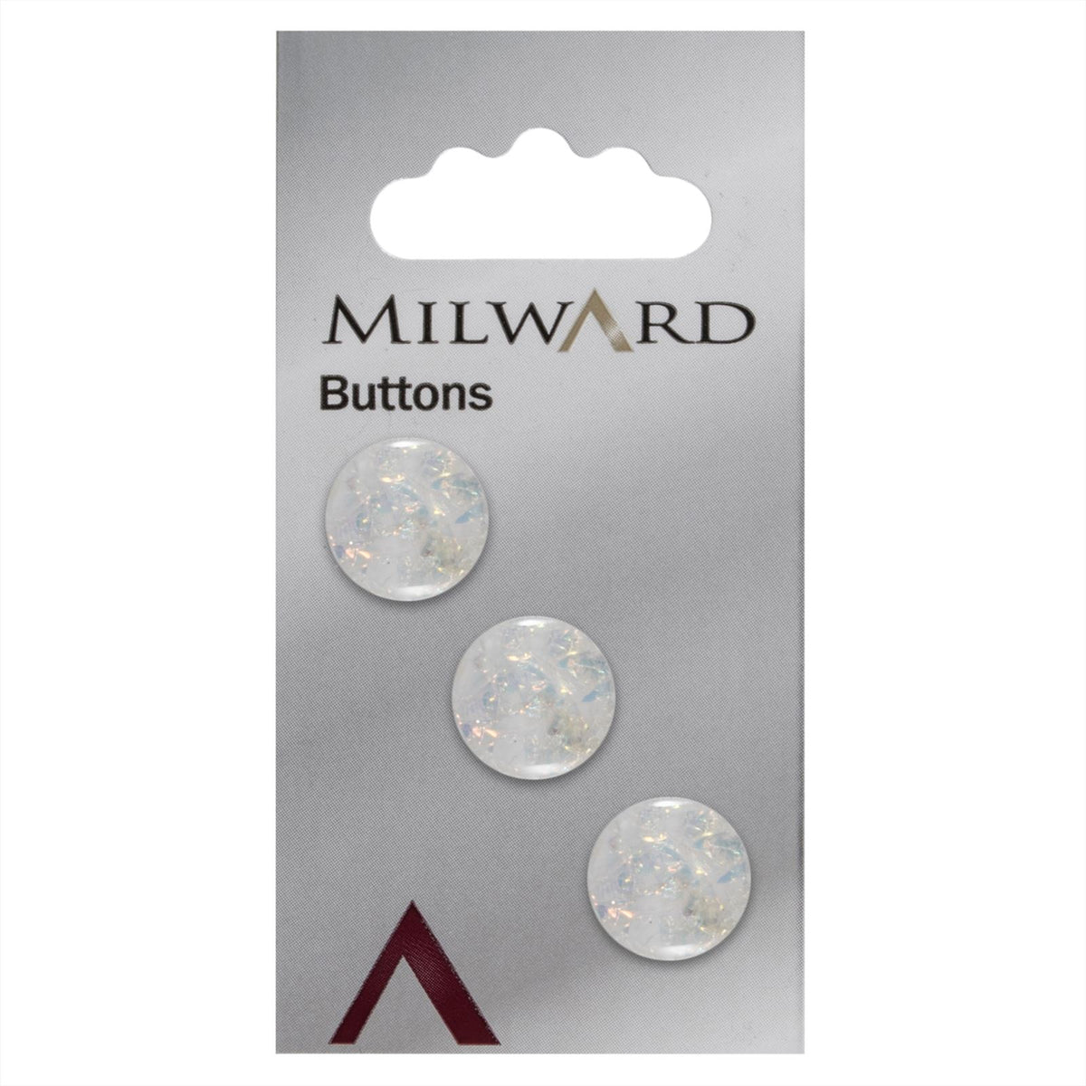 Milward Glitter Effect Knoop Wit 15mm (3 stuks)