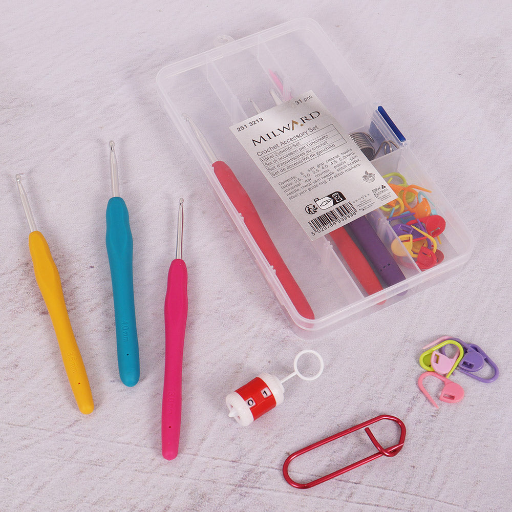 Milward haak-accessoireset haaknaalden & handige tools in box (2)