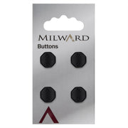 Milward Hoekige Knoop Zwart met Werkje 12mm (4 stuks)