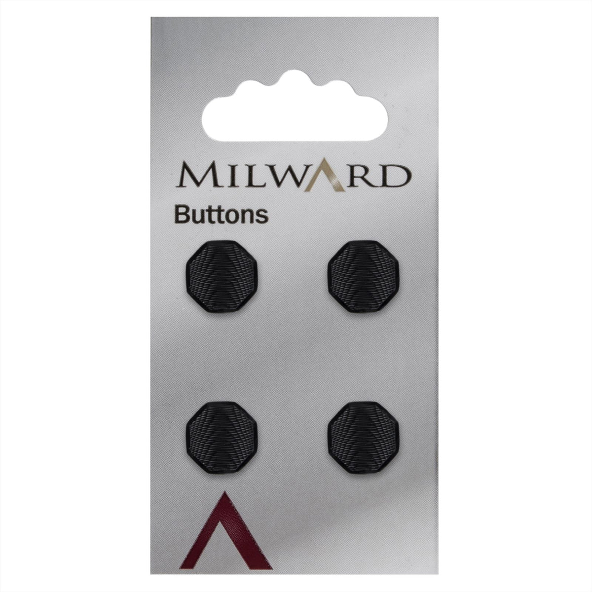Milward Hoekige Knoop Zwart met Werkje 12mm (4 stuks)