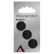 Milward Hoekige Knoop Zwart met Werkje 17mm (3 stuks)