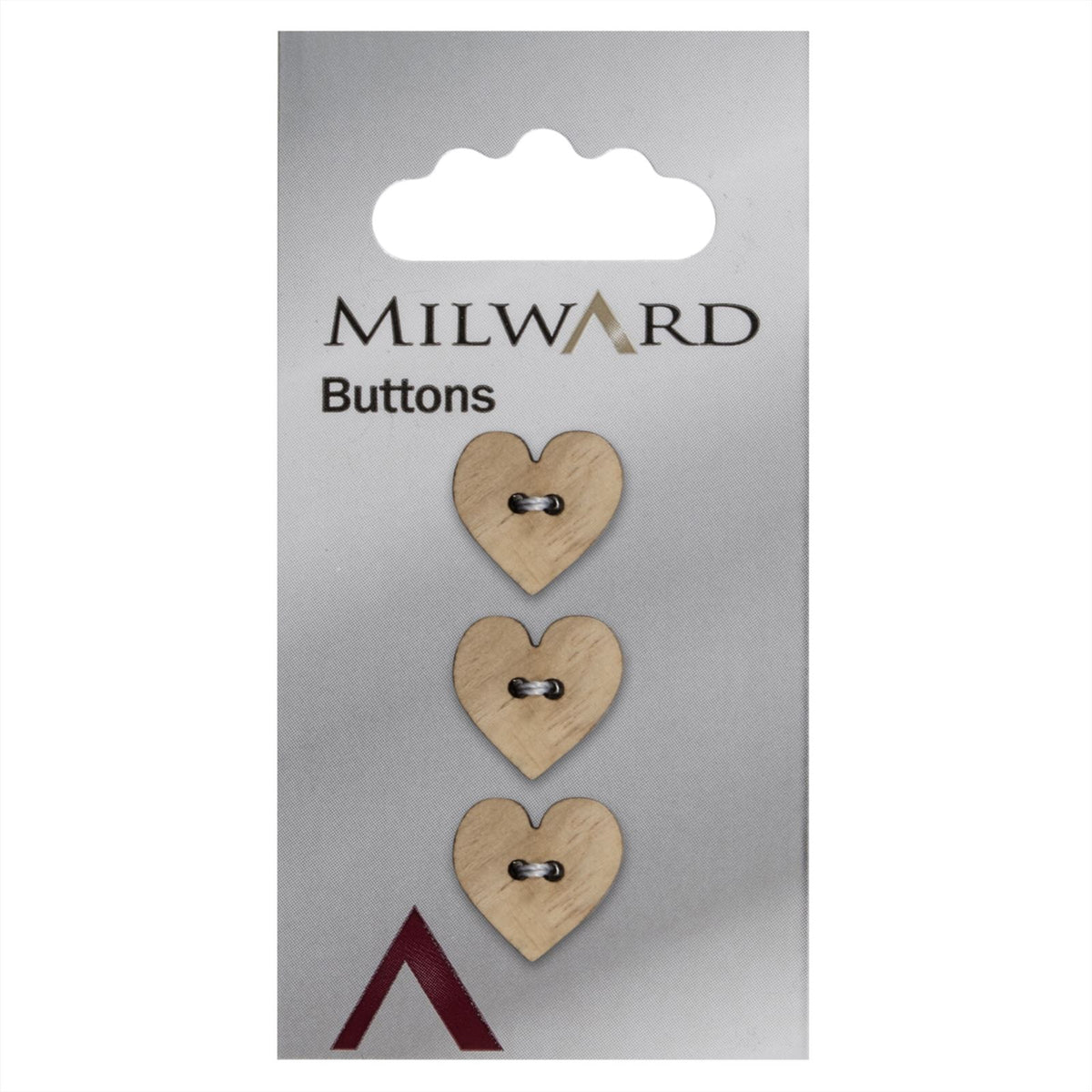 Milward Houten Hart Knoop 15mm (3 stuks)