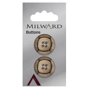 Milward Houten Knoop Rond met Vierkant 22mm (2 stuks)
