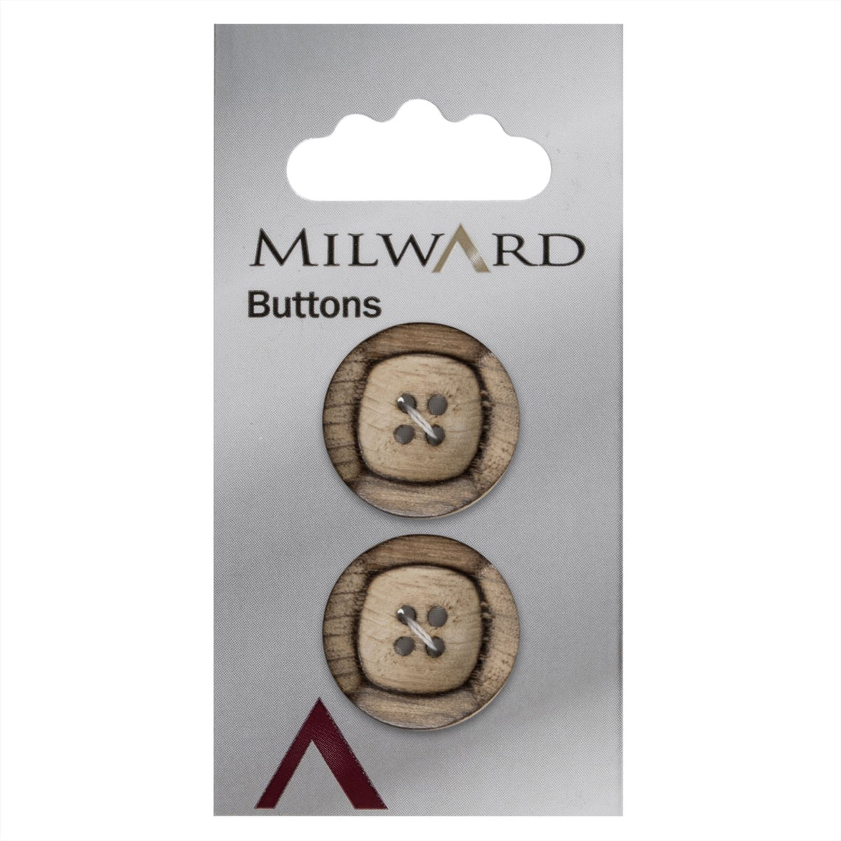 Milward Houten Knoop Rond met Vierkant 22mm (2 stuks)