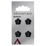 Milward Knoop Bloem Zwart 13mm (4 stuks)